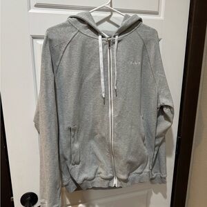 P'tula Heather Gray Hoodie with White Drawstrings